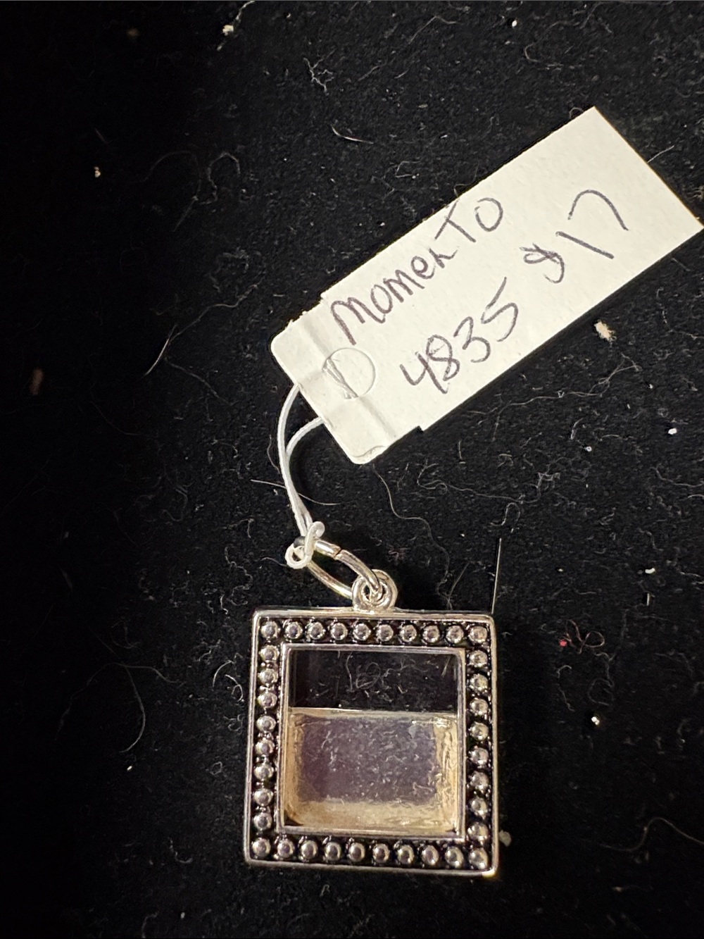 Premier Designs Silver Square Beaded Frame Pendant